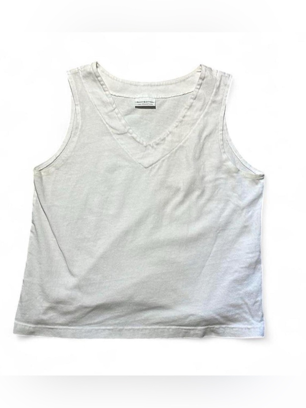 Women’s Pacific Cotton V-Neck White Tank Top